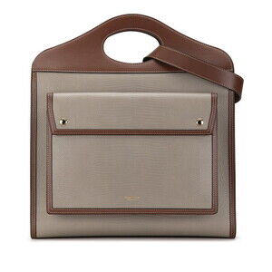 Burberry topstitched Crocodile handbag shoulder bag gray brown leather